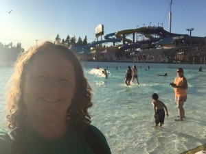 Here I am in front of the Wave Pool. 